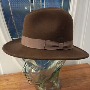 ORVIS VINTAGE MENS SZ M WOOL FELT LITE RIBBON FEDORA